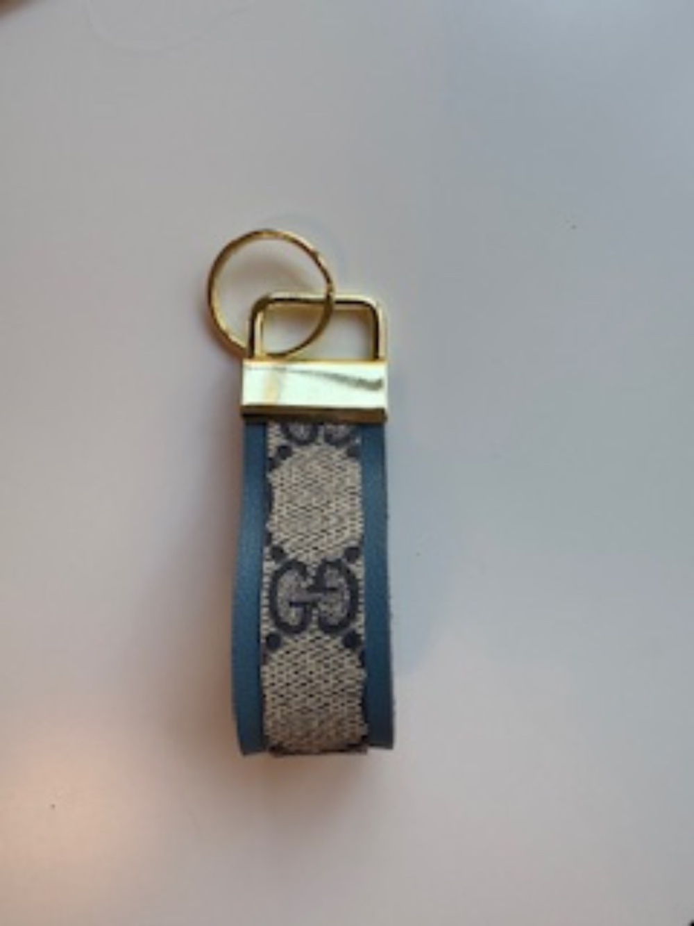 Upcycled Authentic Gucci Keychains with Blue Leather